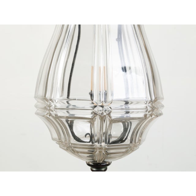Metal 1920s French Bronze and Glass Lantern with Feathers and Acanthus Leaves For Sale - Image 7 of 7