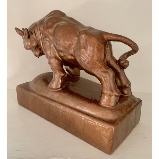 Figurative 1970s Ceramic Bronzed Bull Statue For Sale - Image 3 of 5