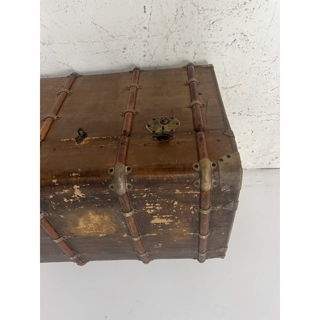 Antique Travel Trunk with Compartmentalized Interior For Sale - Image 3 of 16