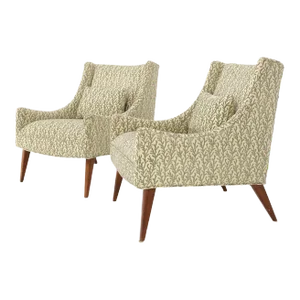 Pair of Scoop like Shape Light Profile Mid Century Modern Lounge Chairs