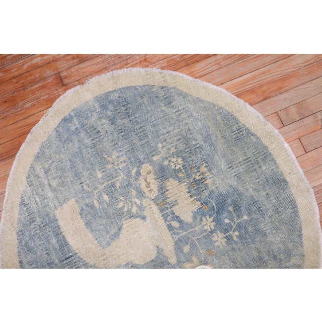 Textile Early 20th Century Zabihi Collection Chinese Round Small Rug - 3'6" x 3'10" For Sale - Image 7 of 9