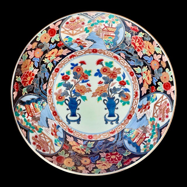 Traditional Antique Japanese Large Imari Charger Wall Plate – Arita Ware Kinrande Style For Sale - Image 3 of 6