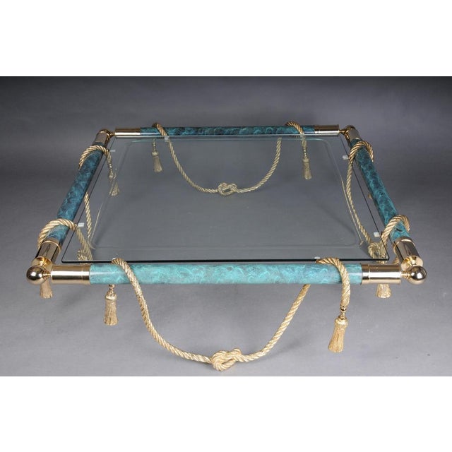 Hollywood Regency Style Coffee Table in Brass and Gold with Glass For Sale - Image 6 of 18