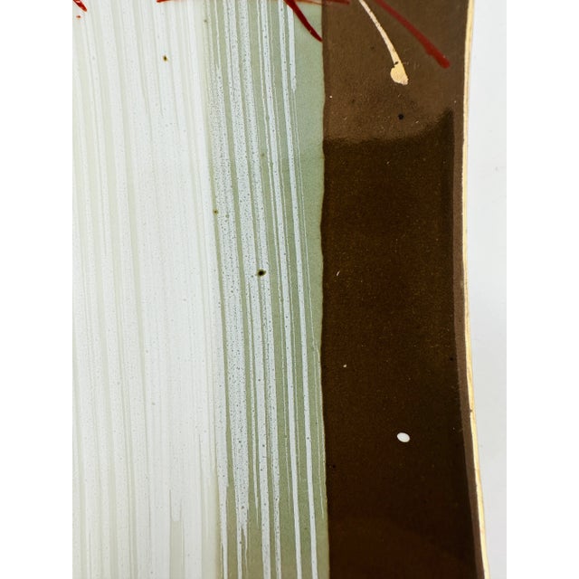 1970s Vintage Signed Hand-Painted Ceramic Sushi Service Plates a Pair For Sale - Image 5 of 9