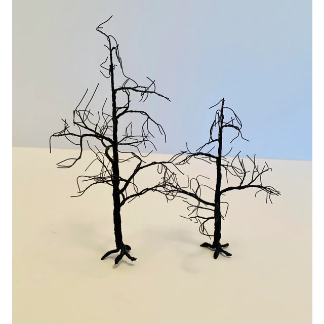 A Pair of Vintage Black Wire Tree Sculptures From the 90s For Sale In San Diego - Image 6 of 6
