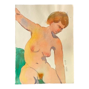 Vintage Original Female Nude Watercolor Painting by Jon Hall 2003