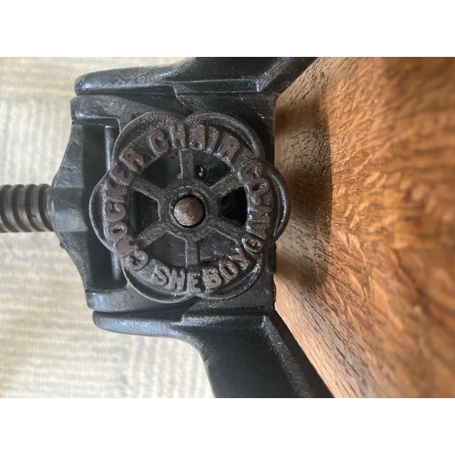 1920s Solid Oak Bankers Chair For Sale - Image 9 of 10