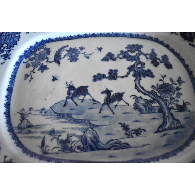 Ceramic Pair of Qianlong Blue Underglaze Chinese Export Porcelain Deer Platters For Sale - Image 7 of 13