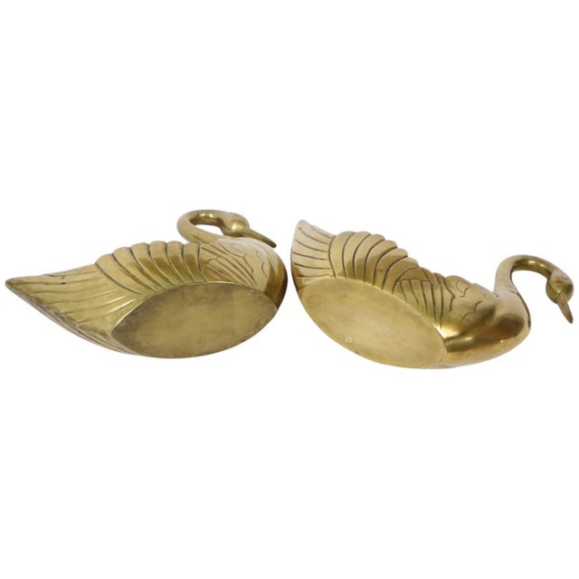 Vintage Swan Planters in Brass, Set of 2 For Sale - Image 6 of 15