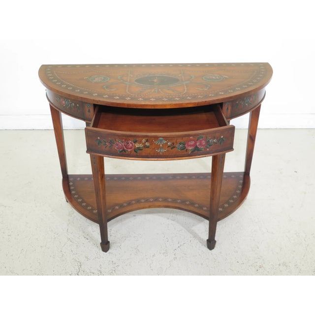 Traditional Theodore Alexander Adam Style Paint Decorated 1 Drawer Console Table For Sale - Image 9 of 11