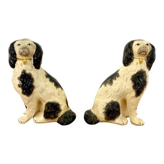 1930s Borghese Staffordshire Style Dog Bookends - a Pair For Sale