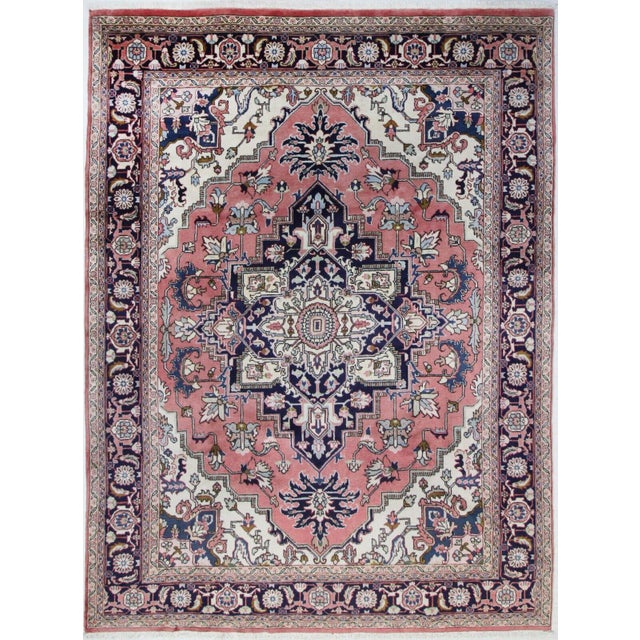 Textile Middle Eastern Hand-Knotted Heriz Rug For Sale - Image 7 of 7