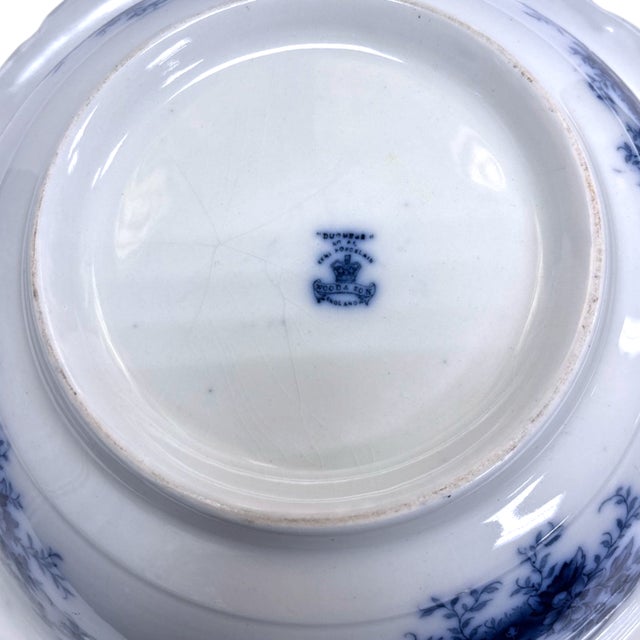 Large Victorian Blue & White Transferware Wash Basin | Bowl in "Duchess" For Sale - Image 9 of 14