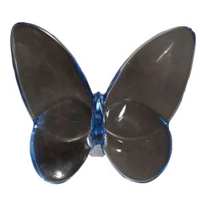 1990s Baccarat Crystal Iridescent Blue Papillon Lucky Butterfly