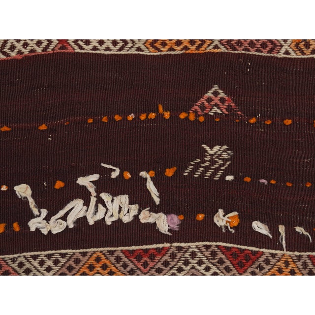 1970s 1970s Vintage Handmade Wool Cotton Red Runner Rug For Sale - Image 5 of 10