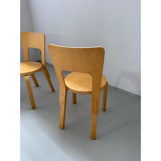 Artek Model 66 Chairs by Alvar Aalto for Artek, 1980s, Set of 4 For Sale - Image 4 of 6