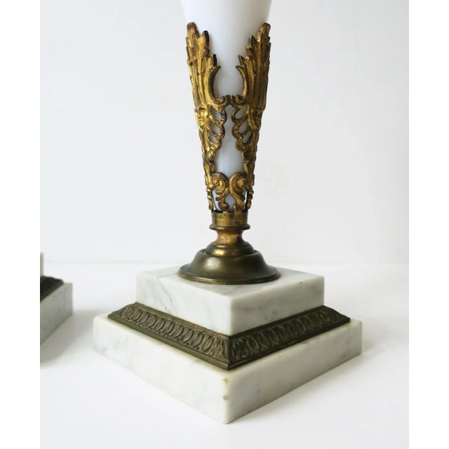 French Marble Glass Brass Vases, Pair For Sale - Image 13 of 16