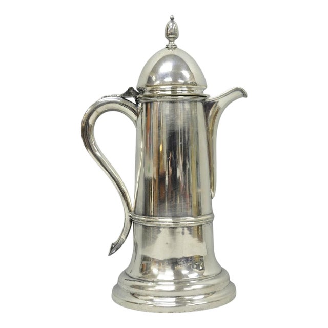 Antique English Regency Silver Plated Flagon Pitcher W/ Heart Handle For Sale