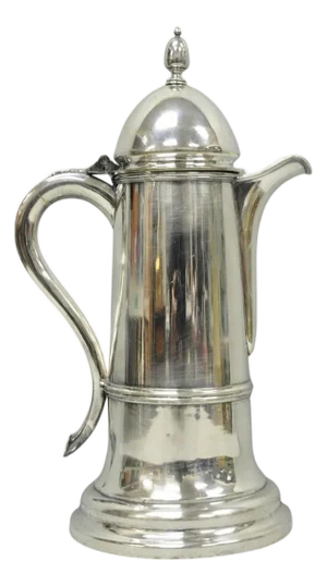 Antique English Regency Silver Plated Flagon Pitcher W/ Heart Handle