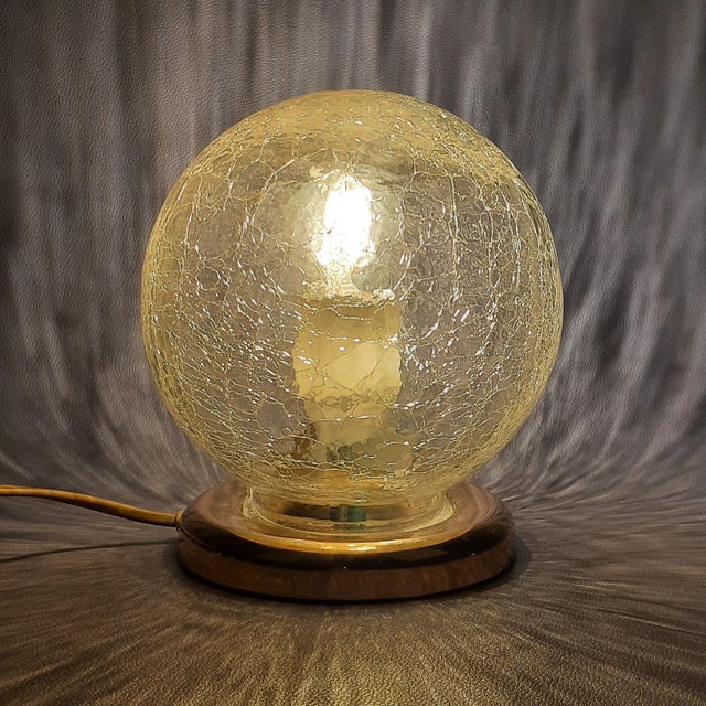 Gold Cracklè Sphere Glass Table Lamp, 1970s For Sale - Image 8 of 12