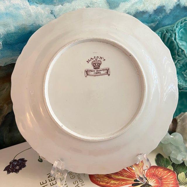 Antique Mason's Ironstone Blue "The Great Wall of China" Dinner Plate, Circa 1815 For Sale - Image 9 of 10