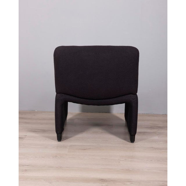 1980s Vintage Armchairs in Black Fabric, Italy, 1980s, Set of 5 For Sale - Image 5 of 9