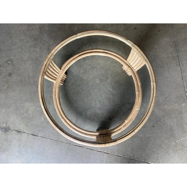 1950s 1950s Five Strand Rattan Coffee Table With Glass Top For Sale - Image 5 of 7