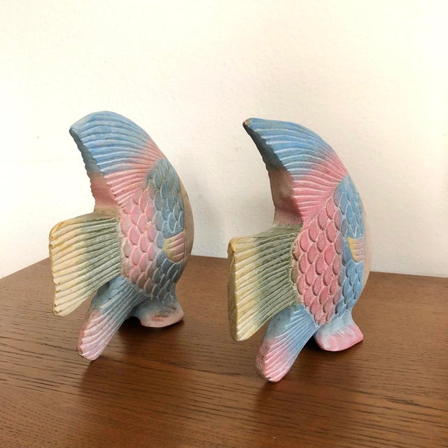 Vintage Hand Carved Wood Fish Figurines - a Pair For Sale - Image 4 of 13