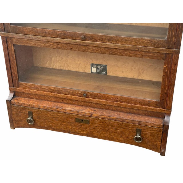 Pair of Antique Arts & Crafts Mission Oak Six Section Barrister Bookcases For Sale - Image 9 of 12