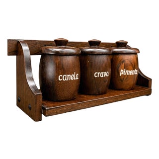 Spice Rack With 3 Containers in Rosewood, Casa Finland, 1960s For Sale