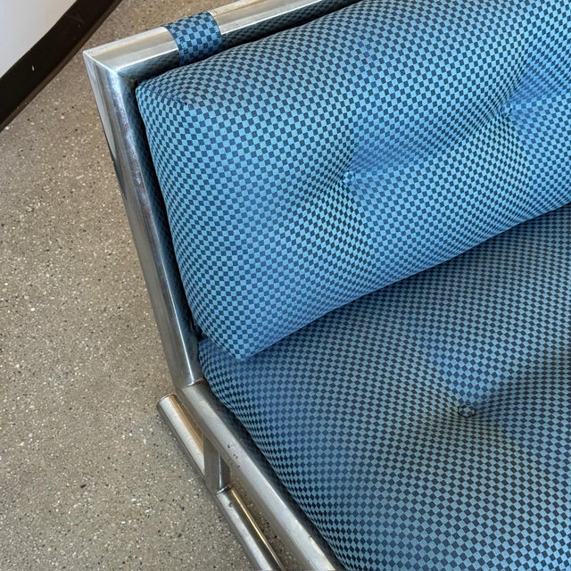 1970s 1970s Chrome Settee Attributed to Arthur Umanoff for Directional For Sale - Image 5 of 10
