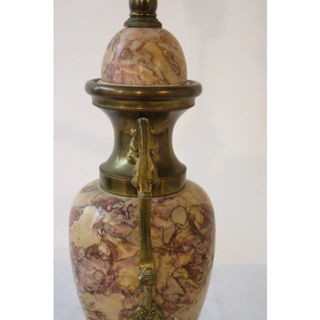 1920s Classical Marble Lamp with Brass Accents For Sale In New York - Image 6 of 10