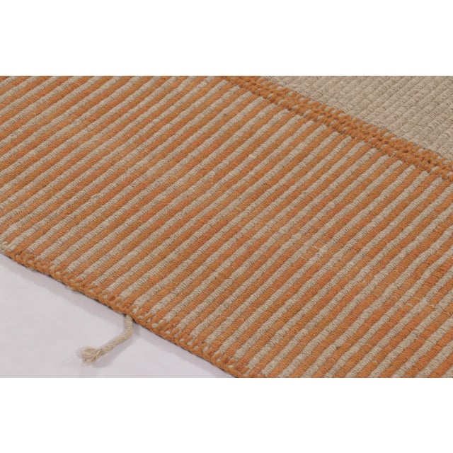 Contemporary Rug & Kilim's Contemporary Kilim, Beige with Orange Textural Stripes For Sale - Image 3 of 10
