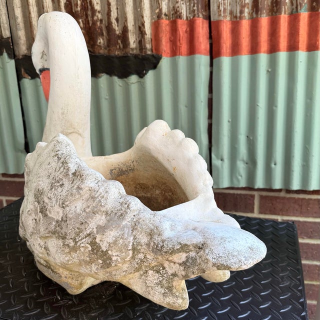 Mid 20th Century Cast Stone Swan Planter Garden Ornament North Carolina 26" For Sale In Houston - Image 6 of 12