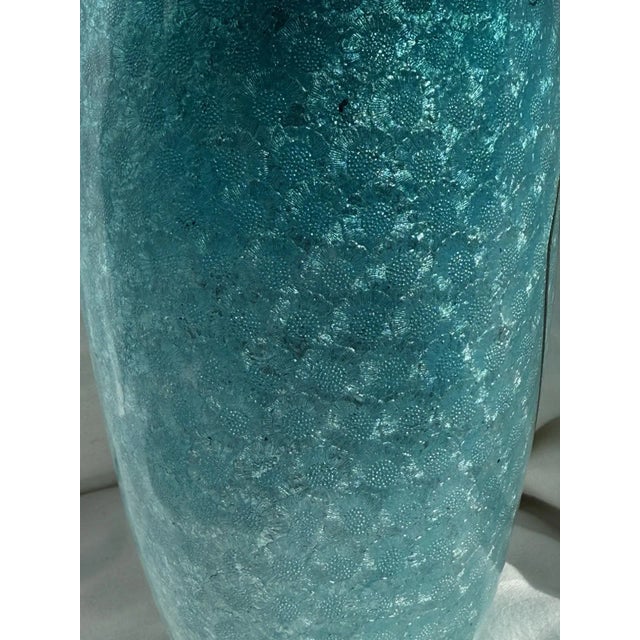 Japanese Cloisonne Enamel Vase Wisteria Ice Blue Ground 7 in Antique Meiji Era For Sale - Image 14 of 14