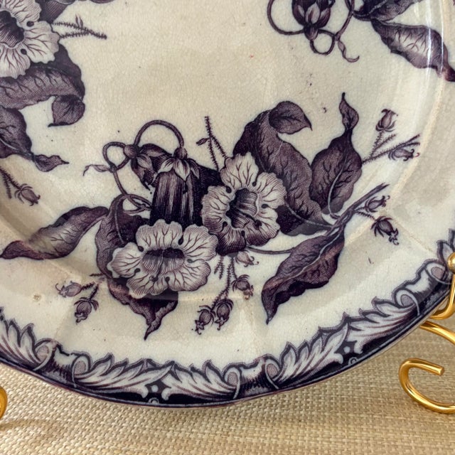 Rare Antique Purple Aesthetic Transferware Plate For Sale - Image 6 of 8