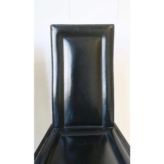 Postmodern Italian Black Leather Chairs 1970s, Italy, Pair For Sale - Image 9 of 13