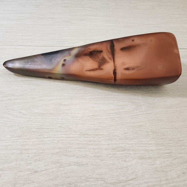 Copper Monumental 15" Post-Modern Raku Ceramic Wall Sculptures Signed Colon For Sale - Image 8 of 16