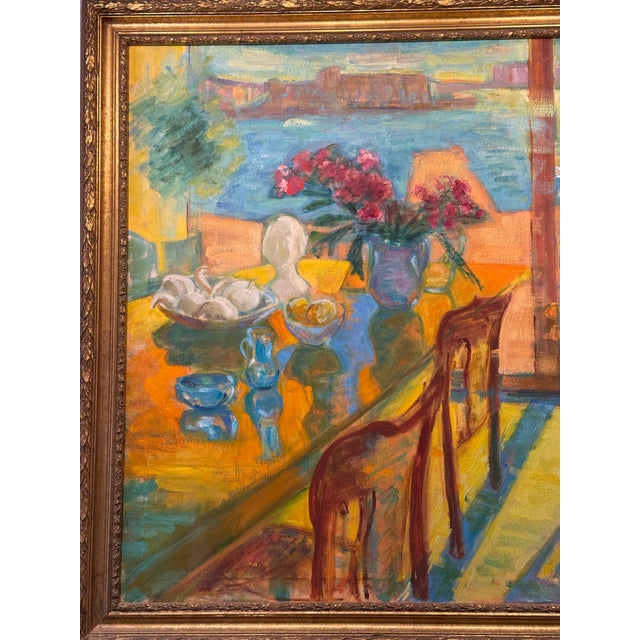 This is a painting by A. Jones depicting a room. It has fabulous shadows and detailing. It is done with oil paints and is...