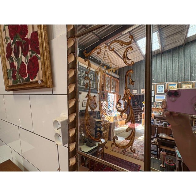 Large Venetian Style Wall Mirror, France, 1955 For Sale - Image 4 of 18