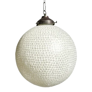 White Mosaic Globe Pendant Light Large