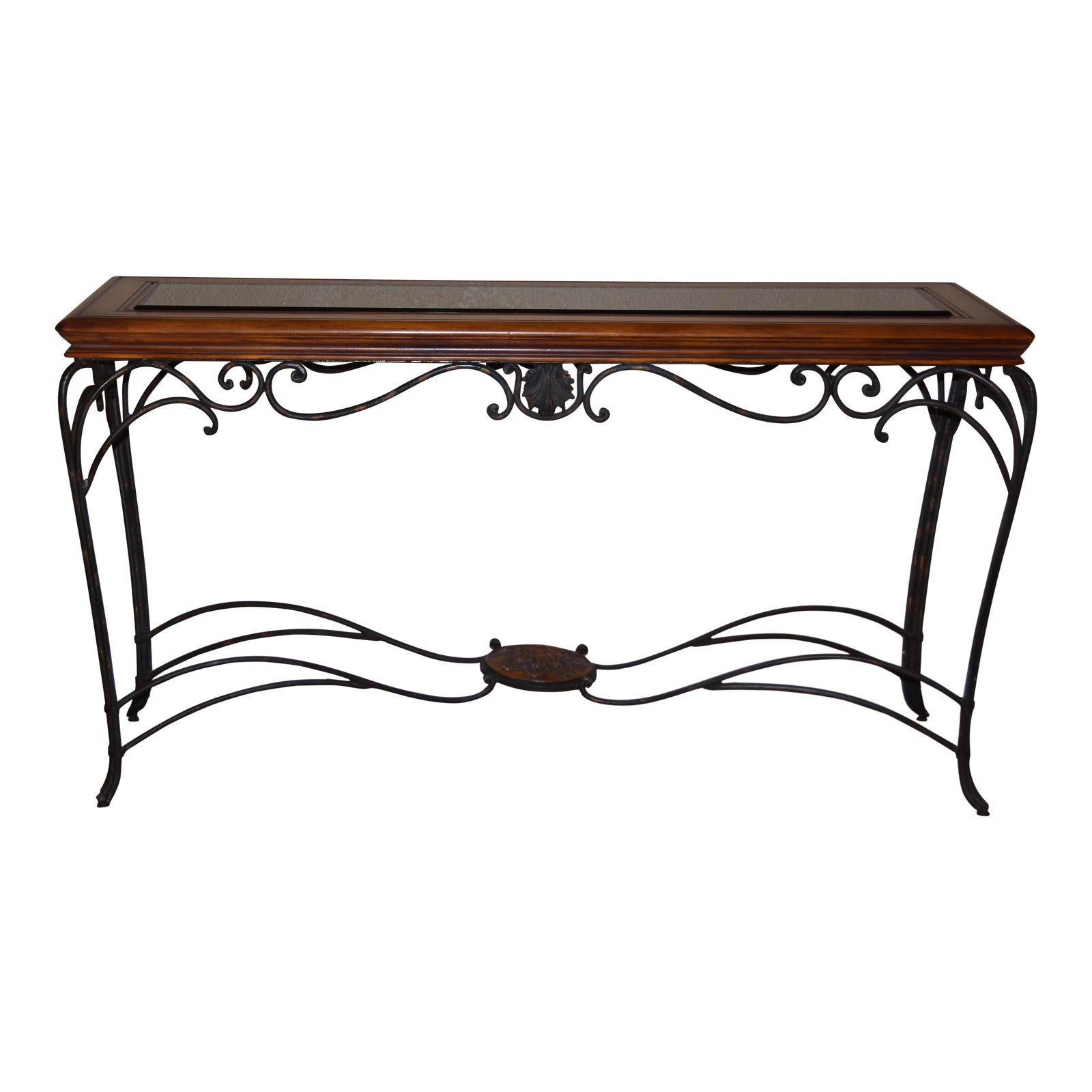 Tuscan Style Wood Iron and Glass Foyer Entry Table Chairish