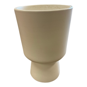 Mid Century Modern Large Matte White Chalice Pottery Planter in the Style of Malcolm Leland