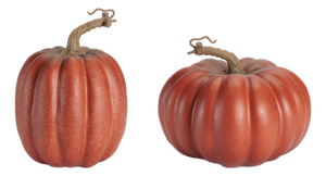 Rustic Ribbed Decorative Pumpkins (Set of 2)