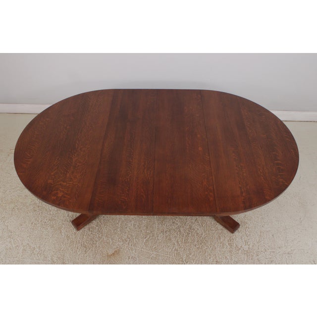 Stickley Round Mission Oak Dining Room Table For Sale - Image 13 of 18