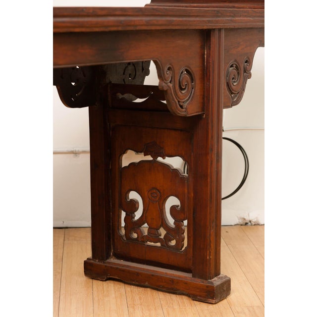 Antique Chinese Elm Altar Table With Everted Flanges For Sale - Image 9 of 12