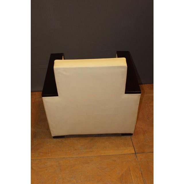 1980s Set of Art Deco style Armchairs in Rosewood & Leather, 1980s For Sale - Image 5 of 16