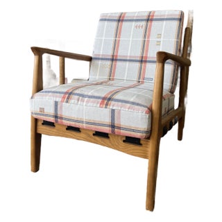 Attributed Four Hands Silas Chair With Custom Schumacher Upholstery Fable in Fjord For Sale