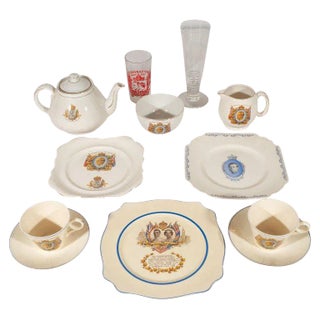 English Art Deco Royal Commemorative Porcelain Coronation Set For Sale