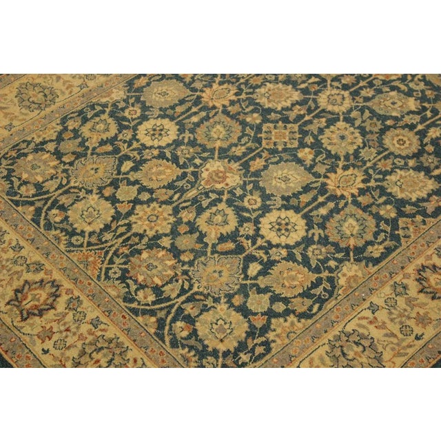 Textile 1980s Semi Vintage Turkish Knotted Teal Blue/Ivory Rug -4'2 X 6'3 For Sale - Image 7 of 8